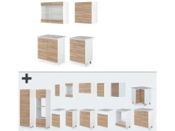 Vicco R-Line Singleküche Sonoma 140 cm AP Marmor ohne E-Geräte