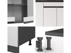 Vicco R-Line Singleküche Weiß/Anthrazit 140 cm J-Shape ohne E-Geräte