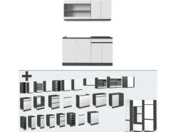 Vicco R-Line Singleküche Weiß/Anthrazit 140 cm J-Shape ohne E-Geräte