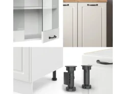 Vicco R-Line Singleküche Weiß Landhaus/Weiß 140 cm AP Marmor ohne E-Geräte