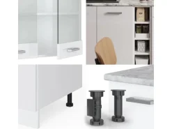 Vicco R-Line Singleküche Weiß Hochglanz/Weiß 160 cm ohne Arbeitsplatte ohne E-Geräte