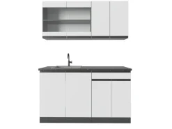 Vicco R-Line Singleküche Weiß/Anthrazit 140 cm AP Anthrazit ohne E-Geräte