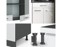 Vicco R-Line Singleküche Weiß Hochglanz/Anthrazit 140 cm AP Anthrazit ohne E-Geräte