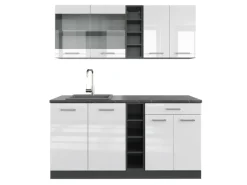Vicco R-Line Singleküche Weiß Hochglanz/Anthrazit 160 cm ohne Arbeitsplatte ohne E-Geräte