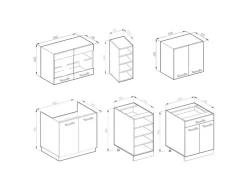 Vicco R-Line Singleküche Weiß Hochglanz/Anthrazit 160 cm ohne Arbeitsplatte ohne E-Geräte