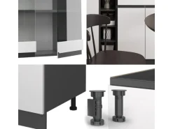 Vicco R-Line Singleküche Weiß/Anthrazit 160 cm AP Anthrazit ohne E-Geräte