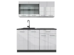 Vicco R-Line Singleküche Weiß Hochglanz/Anthrazit 140 cm ohne Arbeitsplatte ohne E-Geräte