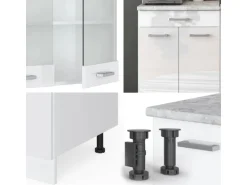 Vicco R-Line Singleküche Weiß Hochglanz/Weiß 140 cm AP Eiche ohne E-Geräte