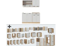 Vicco R-Line Singleküche Weiß Landhaus/Goldkraft Eiche 140 cm AP Anthrazit ohne E-Geräte