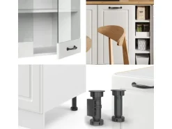 Vicco R-Line Singleküche Weiß Landhaus/Weiß 160 cm ohne Arbeitsplatte ohne E-Geräte