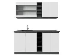 Vicco R-Line Singleküche Weiß/Anthrazit 160 cm J-Shape ohne E-Geräte