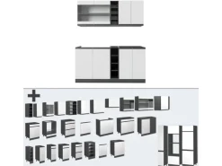 Vicco R-Line Singleküche Weiß/Anthrazit 160 cm J-Shape ohne E-Geräte