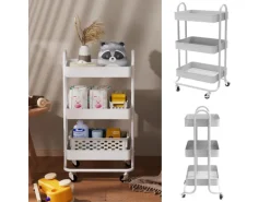 Vicco Rollregal Tron Rollbare Küchen-Minibar Weiß 46x79 cm