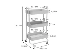 Vicco Rollregal Tron Rollbare Küchen-Minibar Weiß 46x79 cm