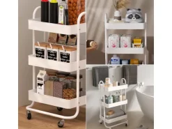 Vicco Rollregal Tron Rollbare Küchen-Minibar Weiß 46x79 cm