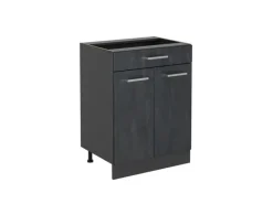 Vicco Schubladenschrank R-Line Schwarz Beton 60 cm mit Schublade ohne Arbeitsplatte