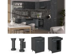 Vicco Schubladenschrank R-Line Schwarz Beton 60 cm mit Schublade ohne Arbeitsplatte