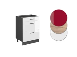 Vicco Schubladenschrank R-Line Schubladenschrank für die Küche Weiß Hochglanz 60 cm AP Marmor