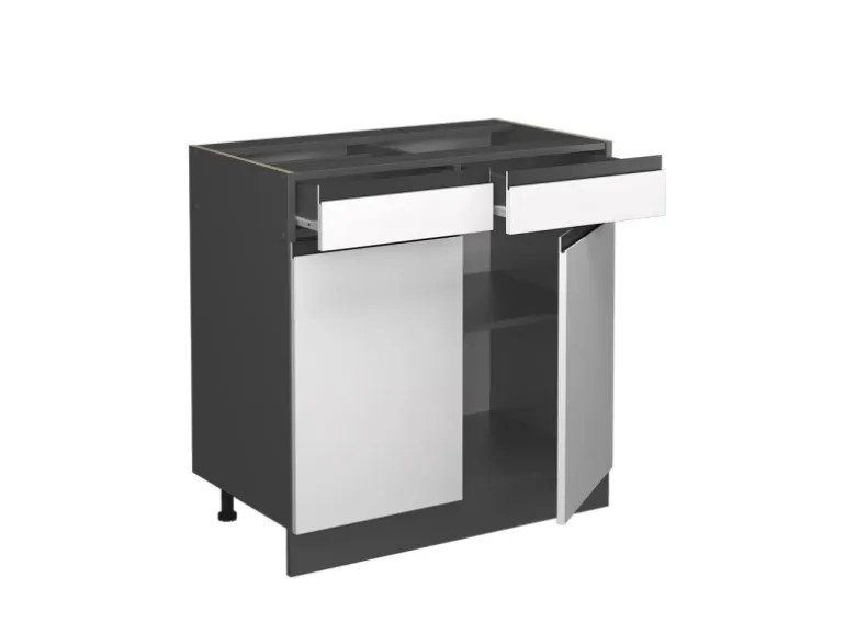 Vicco Schubladenunterschrank R-Line Schubladenschrank für die Küche Weiß 80 cm AP Marmor