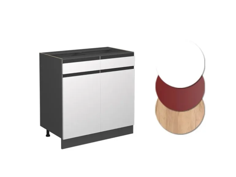 Vicco Schubladenunterschrank R-Line Schubladenschrank für die Küche Weiß 80 cm AP Marmor