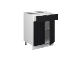 Vicco Schubunterschrank Fame-Line Schwarz Gestreift 60 cm mit Schublade AP Marmor