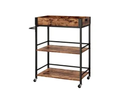 Vicco Servierwagen Fyrk Rollbare Küchen-Minibar Eiche Rustikal 65x85 cm