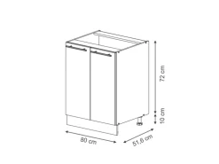 Vicco Spülenunterschrank Fame-Line Dunkelblau Hochglanz/Weiß 80 cm mit Regal AP Marmor