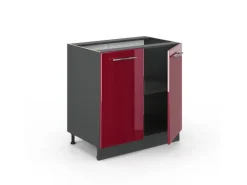 Vicco Spülenunterschrank Fame-Line Bordeaux Hochglanz/Anthrazit 80 cm mit Regal ohne Arbeitsplatte