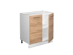 Vicco Spülenunterschrank Fame-Line Goldkraft Eiche/Weiß 80 cm mit Regal AP Eiche