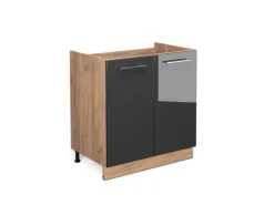 Vicco Spülenunterschrank Fame-Line Anthrazit Hochglanz/Goldkraft Eiche 80 cm ohne Arbeitsplatte