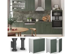 Vicco Spülenunterschrank Fame-Line Grün-Gold Landhaus/Weiß 80 cm ohne Arbeitsplatte