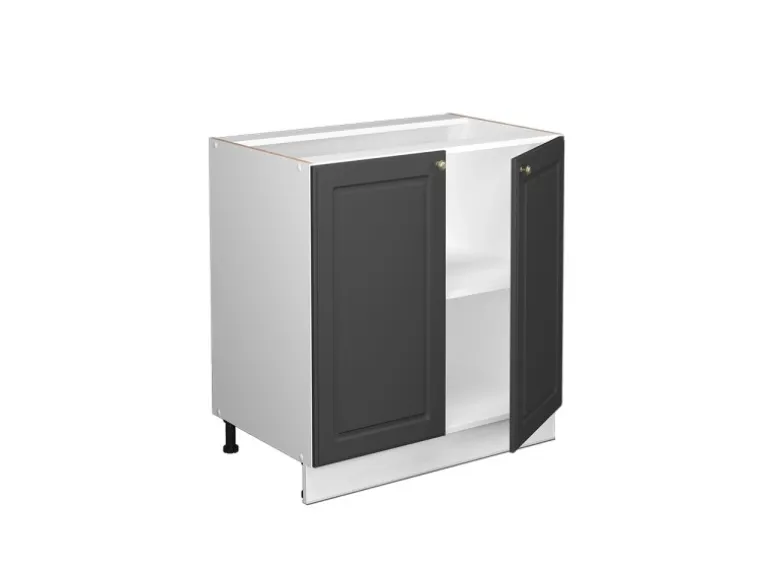 Vicco Spülenunterschrank Fame-Line Anthrazit-Gold/Weiß 80 cm mit Regal AP Anthrazit