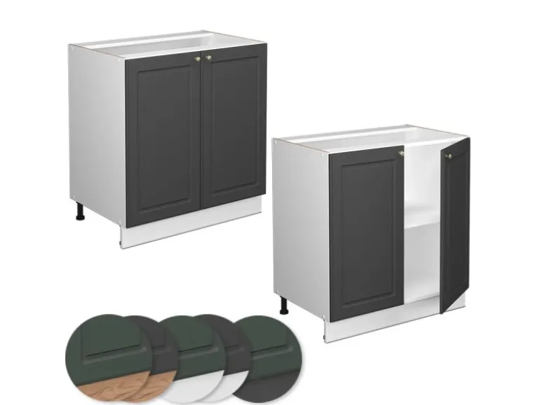 Vicco Spülenunterschrank Fame-Line Anthrazit-Gold/Weiß 80 cm mit Regal AP Anthrazit