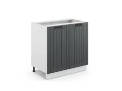 Vicco Spülenunterschrank Fame-Line Anthrazit/Weiß 80 cm mit Regal ohne Arbeitsplatte