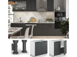 Vicco Spülenunterschrank Fame-Line Anthrazit/Weiß 80 cm mit Regal ohne Arbeitsplatte