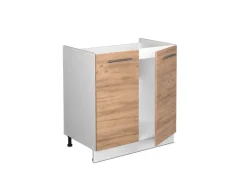 Vicco Spülenunterschrank Fame-Line Goldkraft Eiche/Weiß 80 cm AP Marmor
