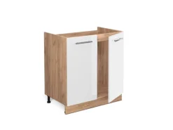 Vicco Spülenunterschrank Fame-Line Weiß Hochglanz/Goldkraft Eiche 80 cm AP Anthrazit