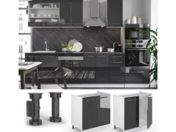 Vicco Spülenunterschrank Fame-Line Anthrazit Hochglanz/Weiß 80 cm ohne Arbeitsplatte