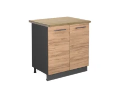 Vicco Spülenunterschrank Fame-Line Goldkraft Eiche/Anthrazit 80 cm AP Eiche