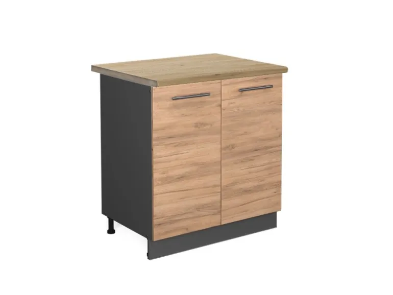 Vicco Spülenunterschrank Fame-Line Goldkraft Eiche/Anthrazit 80 cm AP Eiche