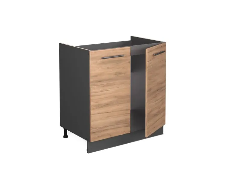 Vicco Spülenunterschrank Fame-Line Goldkraft Eiche/Anthrazit 80 cm AP Eiche