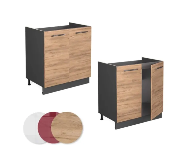 Vicco Spülenunterschrank Fame-Line Goldkraft Eiche/Anthrazit 80 cm AP Eiche