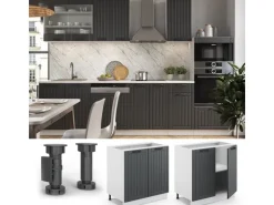 Vicco Spülenunterschrank Fame-Line Anthrazit Landhaus/Weiß 80 cm mit Regal AP Marmor