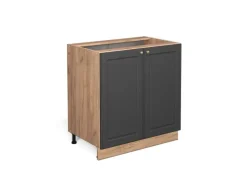 Vicco Spülenunterschrank Fame-Line Anthrazit-Gold/Goldkraft Eiche 80 cm mit Regal ohne Arbeitsplatte