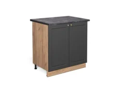 Vicco Spülenunterschrank Fame-Line Anthrazit-Gold/Goldkraft Eiche 80 cm mit Regal AP Anthrazit