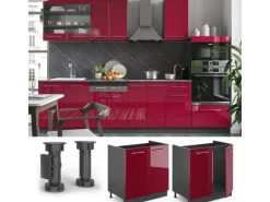 Vicco Spülenunterschrank Fame-Line Bordeaux Hochglanz/Anthrazit 80 cm ohne Arbeitsplatte