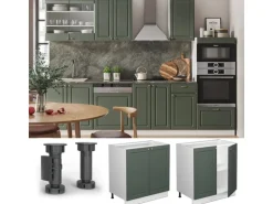 Vicco Spülenunterschrank Fame-Line Grün-Gold Landhaus/Weiß 80 cm mit Regal ohne Arbeitsplatte