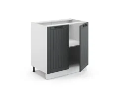 Vicco Spülenunterschrank Fame-Line Anthrazit Landhaus/Weiß 80 cm mit Regal AP Anthrazit