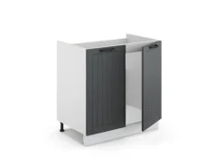 Vicco Spülenunterschrank Fame-Line Anthrazit Landhaus/Weiß 80 cm AP Eiche