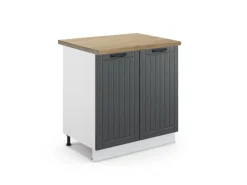Vicco Spülenunterschrank Fame-Line Anthrazit Landhaus/Weiß 80 cm AP Eiche